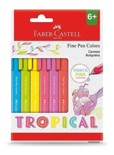 Caneta Fine Pen Colors Tropical C/ 6 Cores