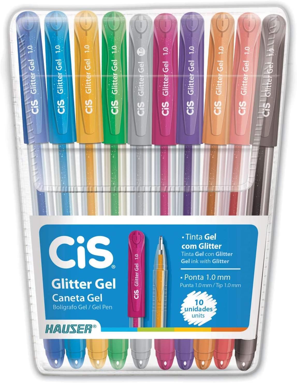 Caneta Glitter Gel C/ 10 Unidades Cis
