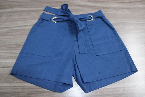 Shorts Azul Marinho Com Ilhós Smel 