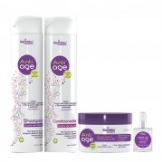 Kit Anti Age para cabelos finos e ralos - Shampoo, Condicionador, Mascara e Serum