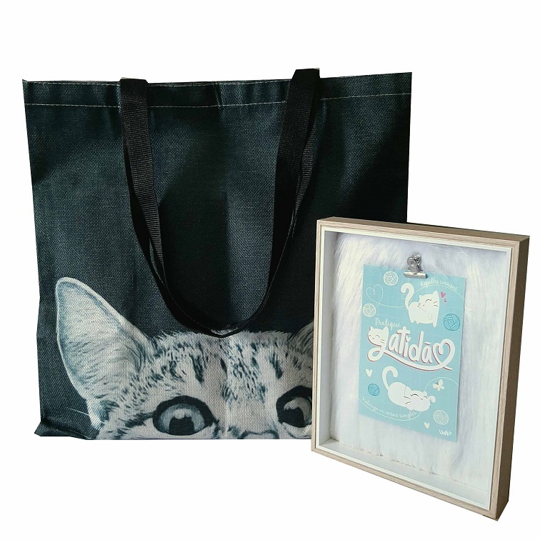 Kit Sacola Gato Espia e Porta Retrato Plush Cat