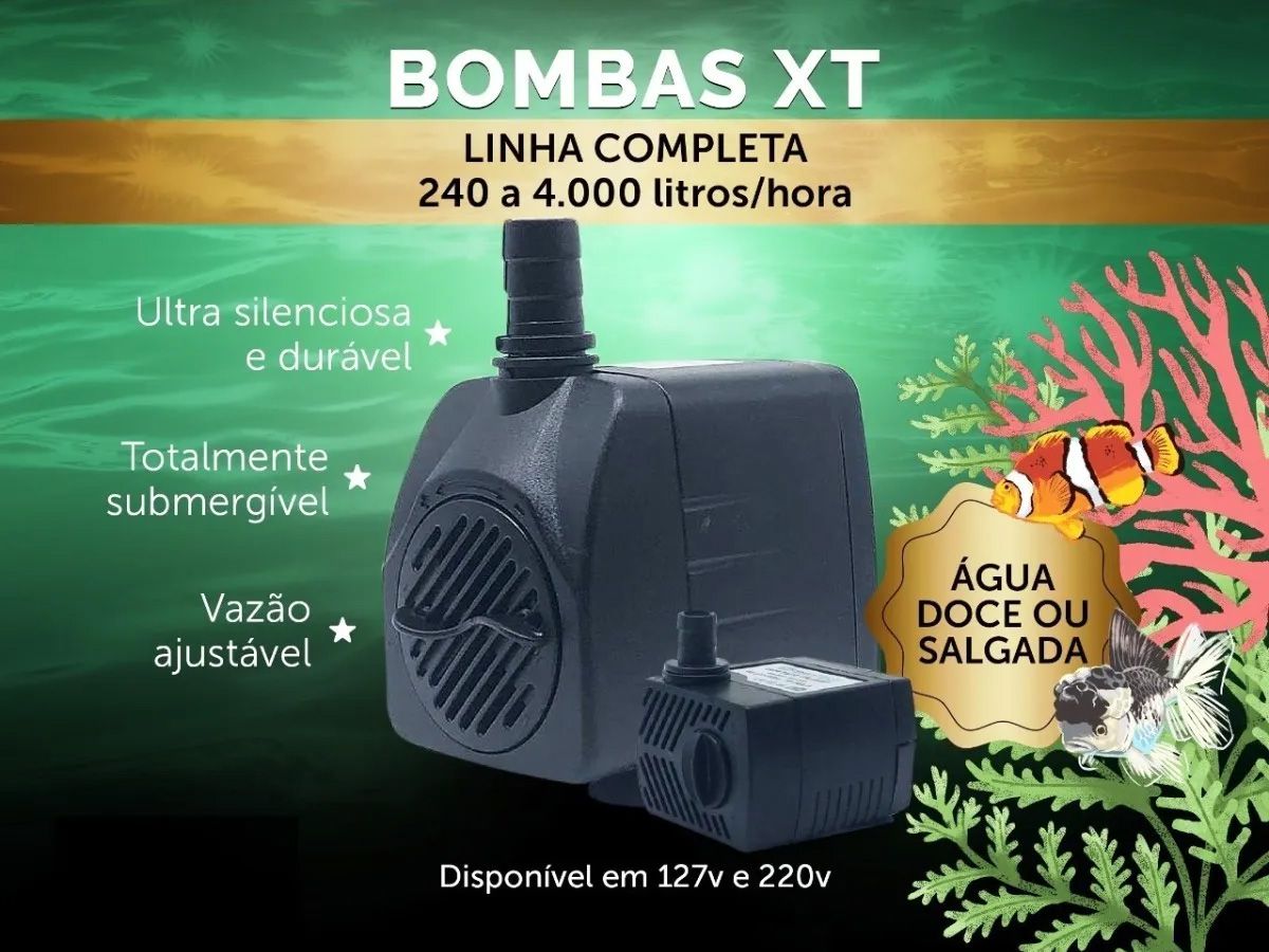 Bomba Submersa Ocean Tech Xt 1200L/h P/ Aquários Fontes 220v