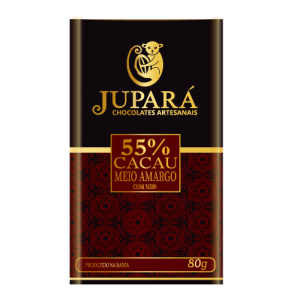 Chocolate Jupará - 55% Cacau - Meio Amargo - Com Nibs de Cacau Fino - Sem Glúten - 80g  (Novo)