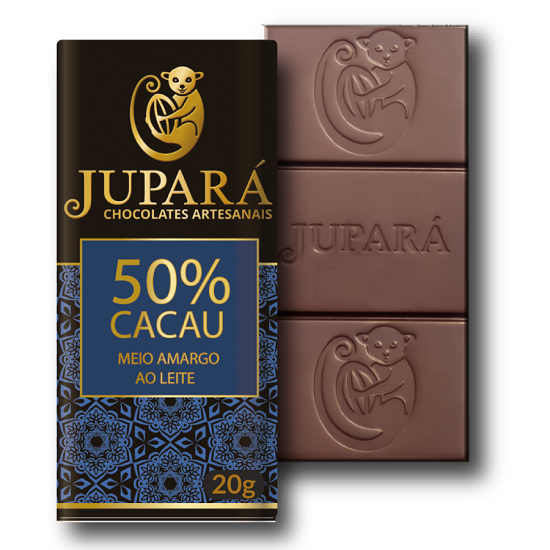 Chocolate Jupará meio amargo 50% Cacau sem glúten - 20g