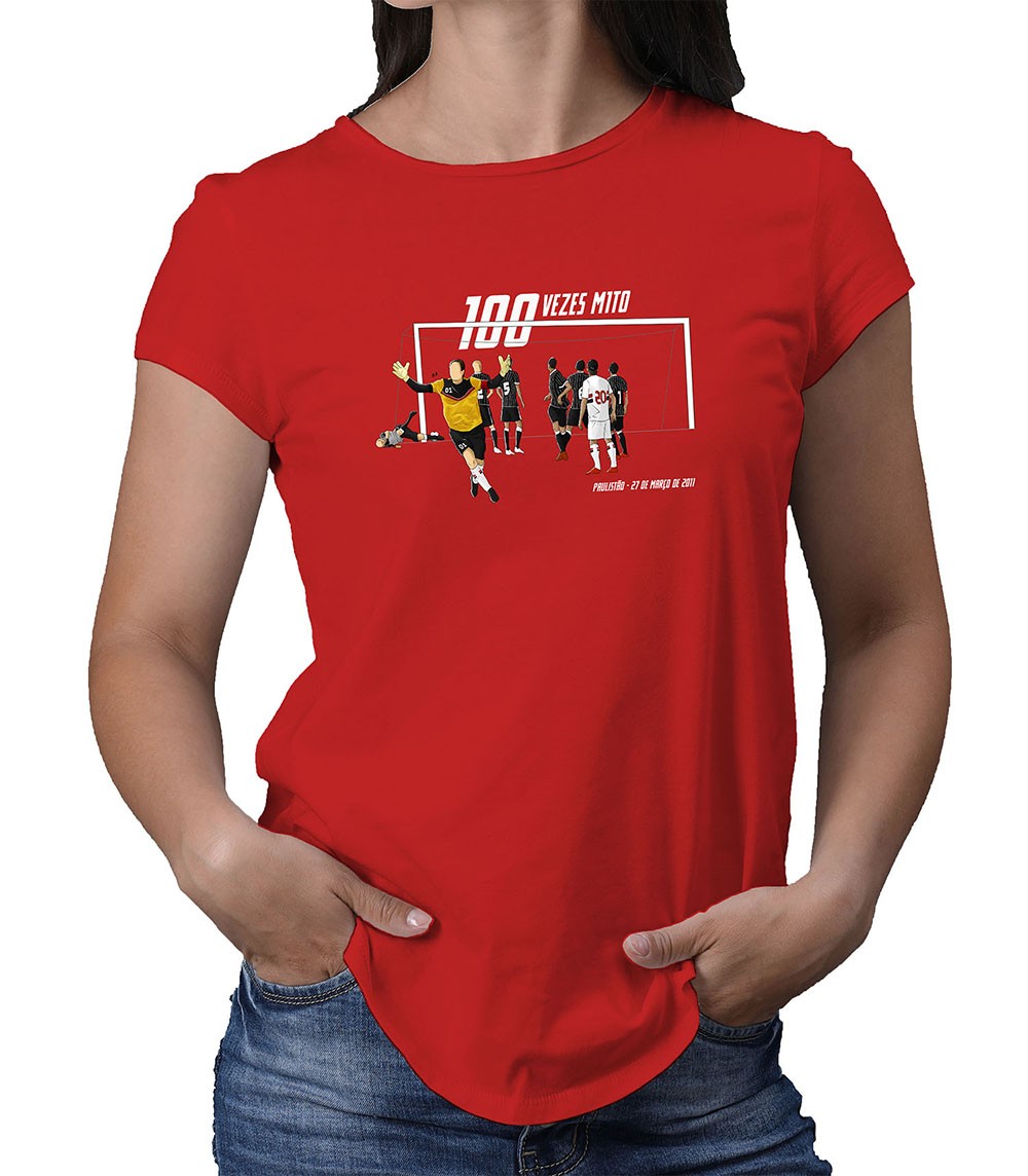 Camiseta Feminina Tricolor Centésimo Gol do Mito