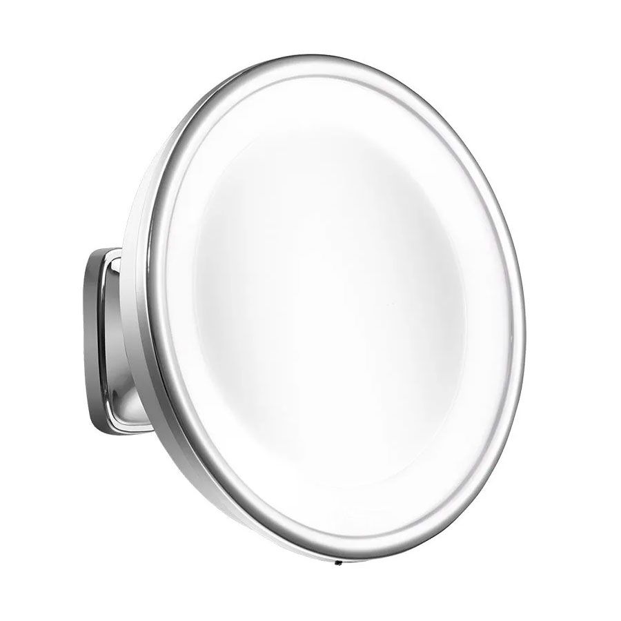 Espelho de Parede Visage Lux Cromado com Luz e Aumento de 5x para Maquiagem
