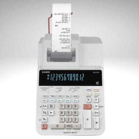 Calculadora com Bobina Comercial Casio Display LCD - DR-210R Branca