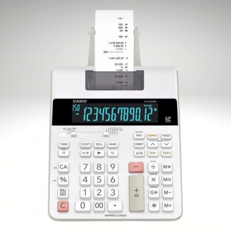 Calculadora com Bobina Display LCD Casio FR-2650RC-B-DC Branca