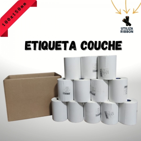 Etiqueta Couche Serrilhada para Ecommerce 100x150mm - Caixa 12 Rolos