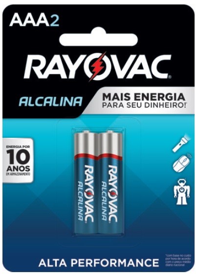 Pilha AAA Alcalina Rayovac - 2 unidades