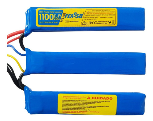 Bateria Lipo Airsoft 1100mah 3s 11.1v 20c Aeg Feasso FFB-018