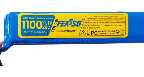 Bateria Lipo Airsoft 1100mah 3s 11.1v 20c Aeg Feasso FFB-018