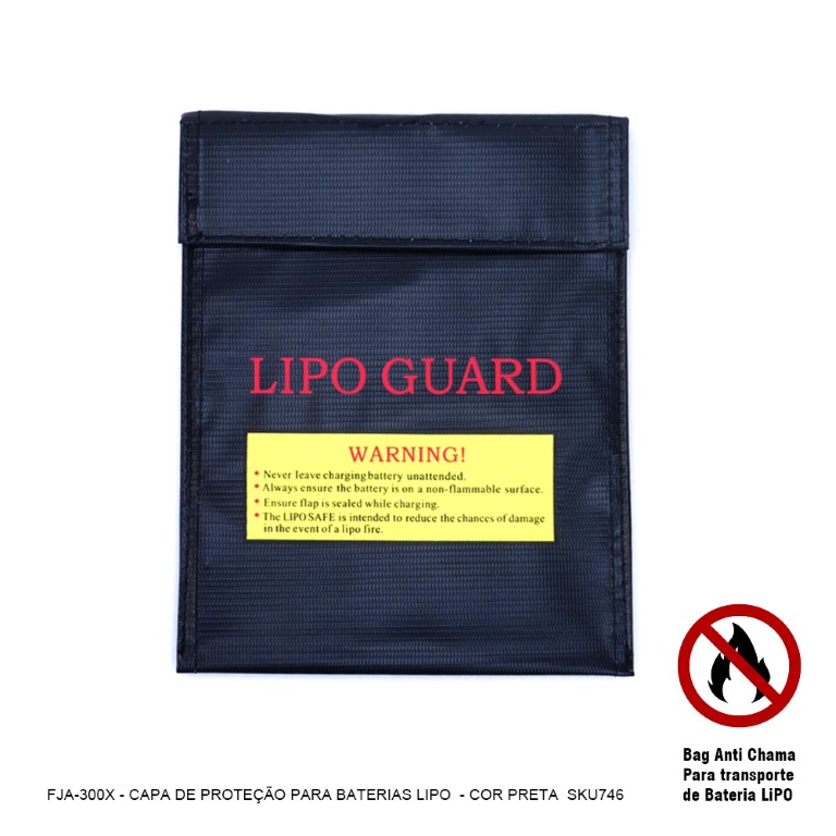 Lipo Safe Para Baterias De Lipo 23cm X 18cm Bolsa Protetora Preto
