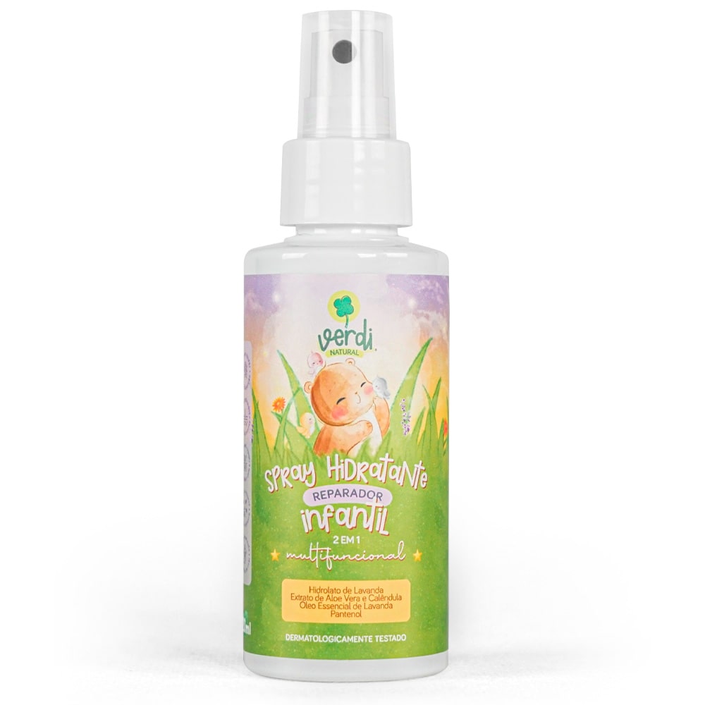 Spray Hidratante Reparador Infantil 100% Natural com Hidrolato de Lavanda, Extrato de Aloe Vera e Calêndula, Óleo Essencial de Lavanda e Pantenol