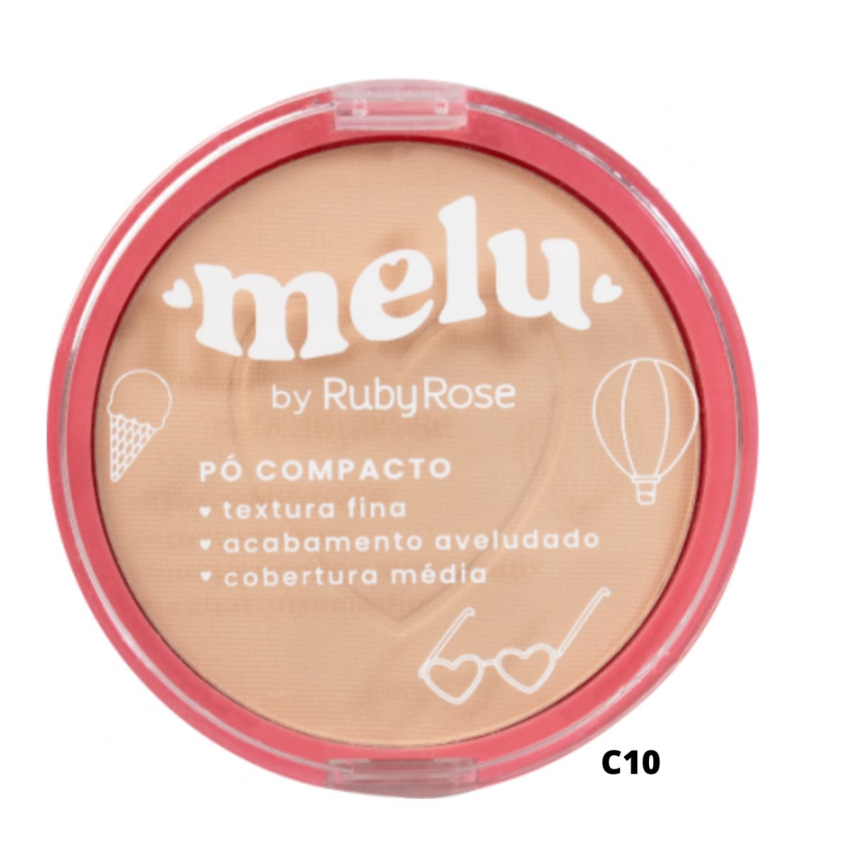 Pó compacto Linha Melu- Ruby Rose
