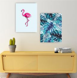 Kit Quadro Placas Decorativa MDF Quarto Sala Flamingo 2 peças