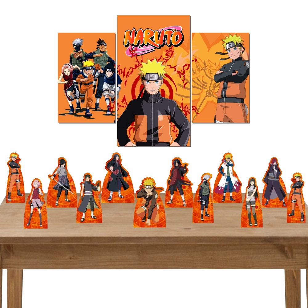 Kit festa infantil 12 totens mesa + Quadro mosaico Naruto