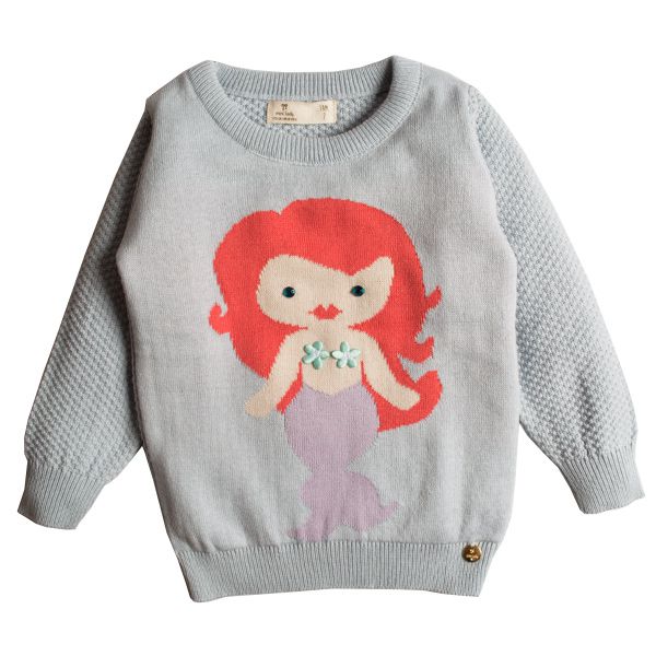 Casaco suéter infantil tricô feminino sereia