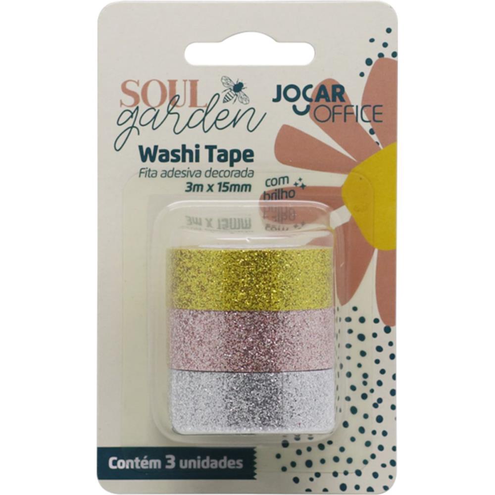Fita Adesiva Decorativa Soul Garden Washi Tape 15mm x 5m c/3 JOCAR OFFICE