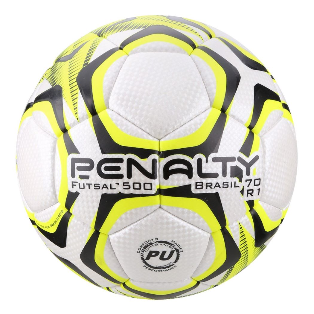 Bola De Futsal Penalty Brasil 70 500 R1 IX - Branco e Amarelo