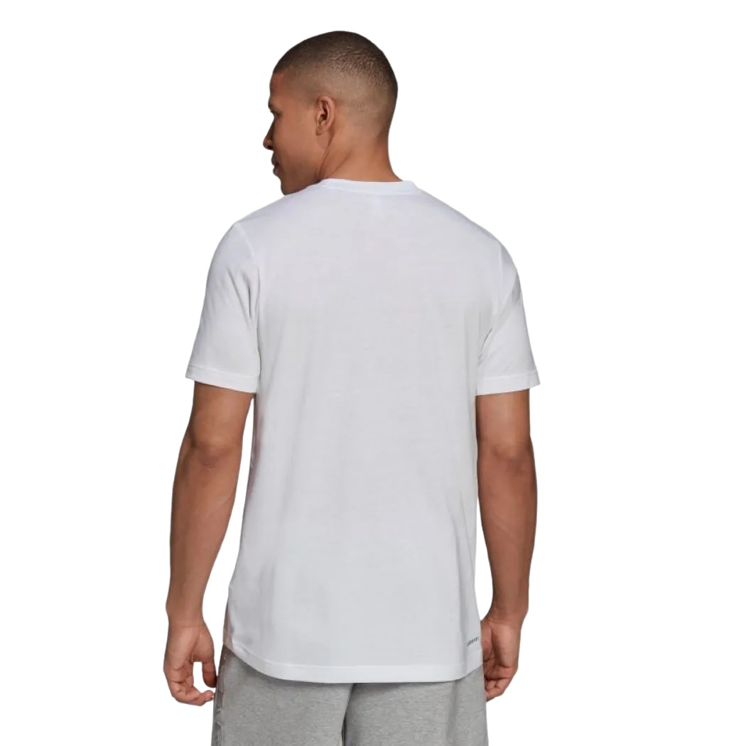 Camiseta Adidas Aeroready Designed To Move Masculina Branco e Cinza