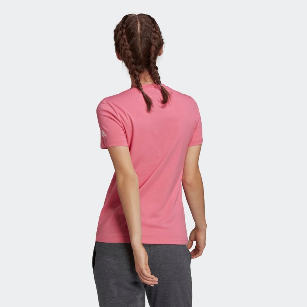 Camiseta Adidas Essentials Slim Linear Logo Feminina Rosa
