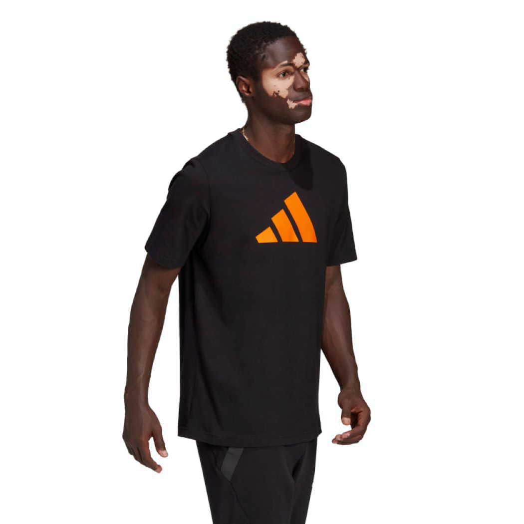 Camiseta Adidas Future Icon Logo Masculino Preto e Laranja
