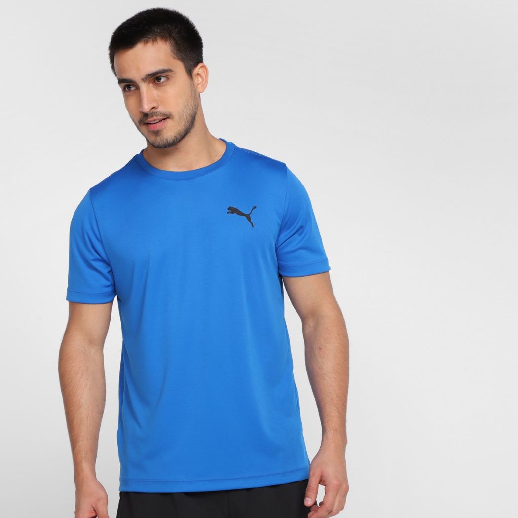 Camiseta Puma Active Small Logo Masculina Azul