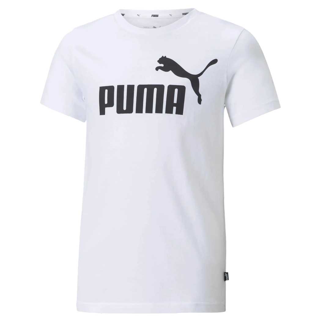 Camiseta Puma Essentials Logo Infantil Branco e Preto