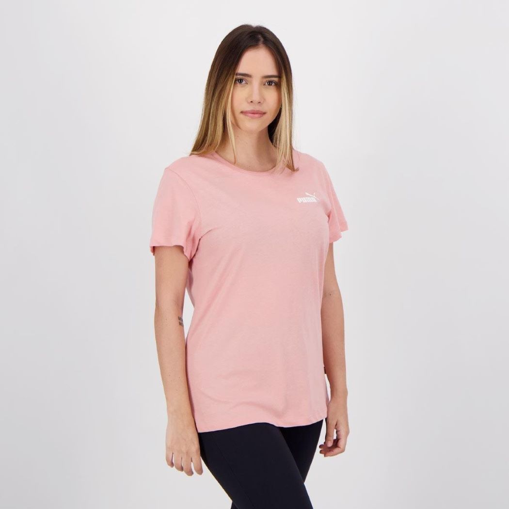 Camiseta Puma Essentials Small Logo Feminina Rosa