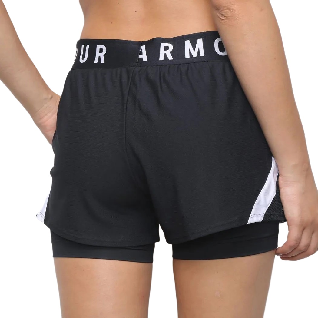 Shorts Under Armour Play Up 2 em 1 Feminino Preto e Branco
