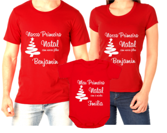 Kit Camisetas Personalizadas Meu Primeiro Natal