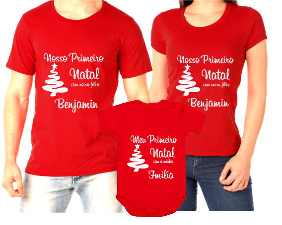 Kit Camisetas Personalizadas Meu Primeiro Natal