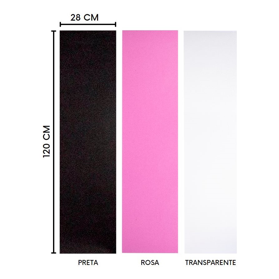 Lixa Para Longboard 28X120cm Autoadesiva Transparente / Rosa / Preta