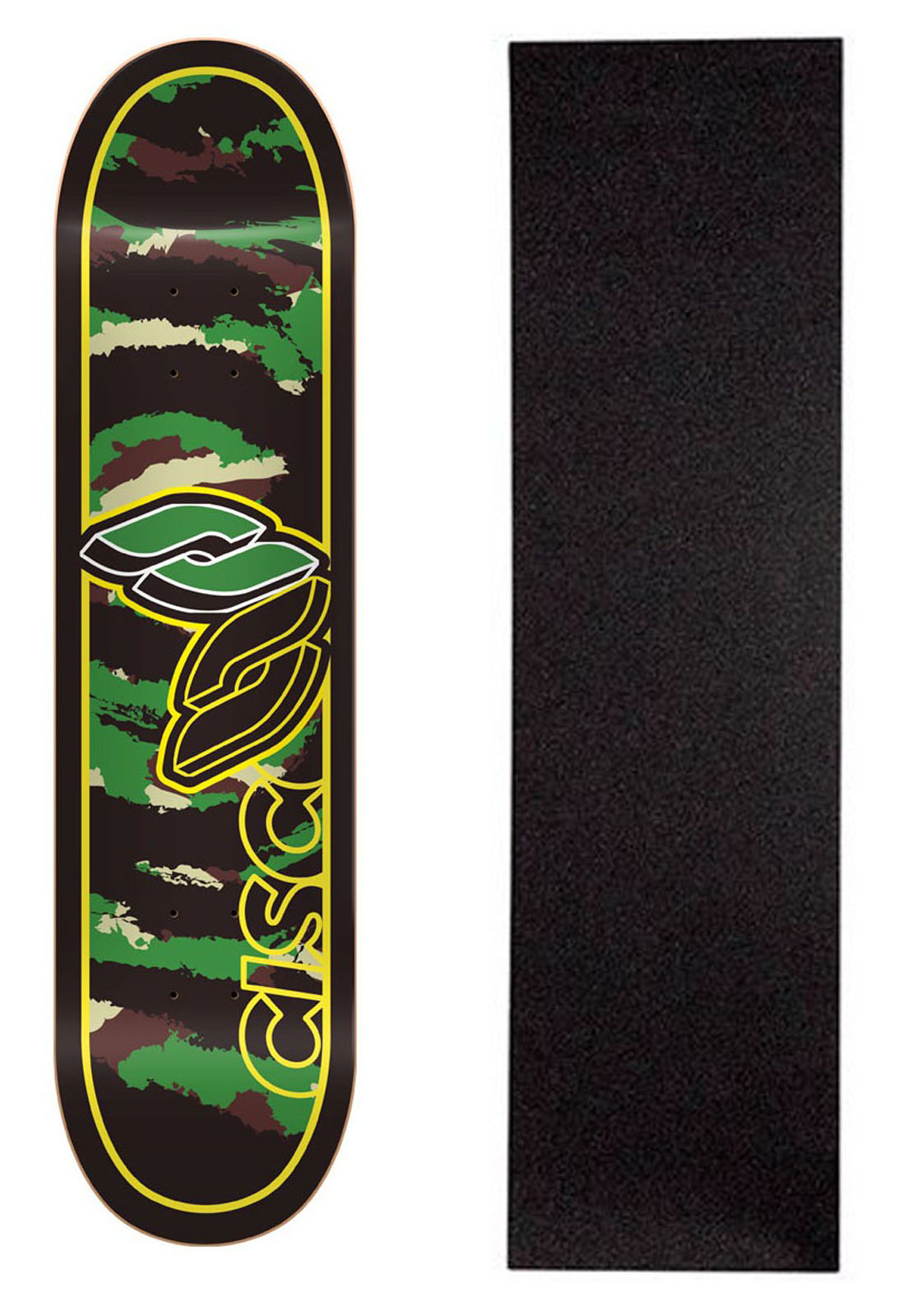 Shape Cisco Skate Marfim Camu Green 7.75" + Lixa Grátis