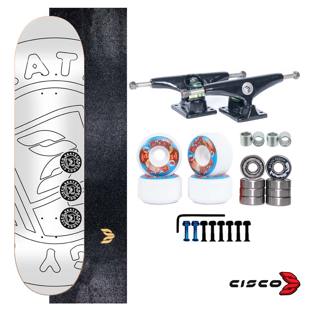 Skate Maple Profissional Montado Cisco Importado Truck 139mm / Rodas 52mm e Tecnologia Heat Transfer