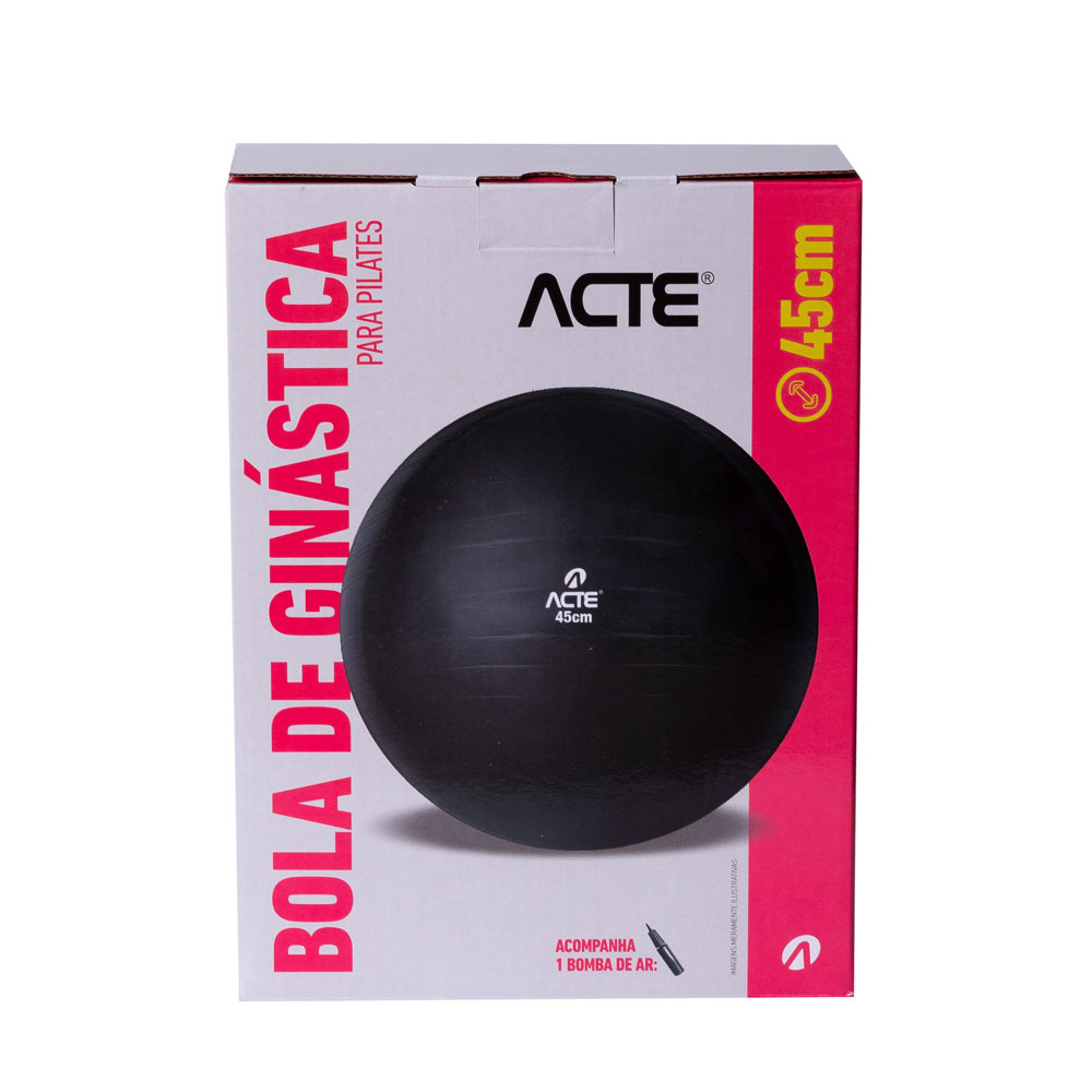 Bola de Pilates 45cm Preta Gym Ball T9-45P Acte Sports
