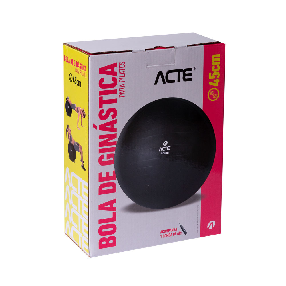 Bola de Pilates 45cm Preta Gym Ball T9-45P Acte Sports