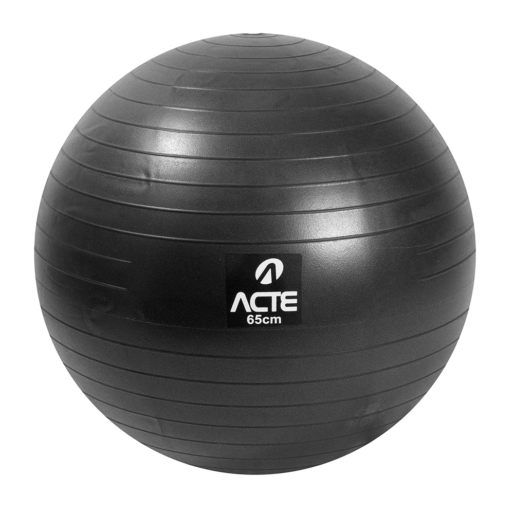 Bola de Pilates 65cm, Preto,Com Bomba de Ar, T9-PTO, Acte Sports