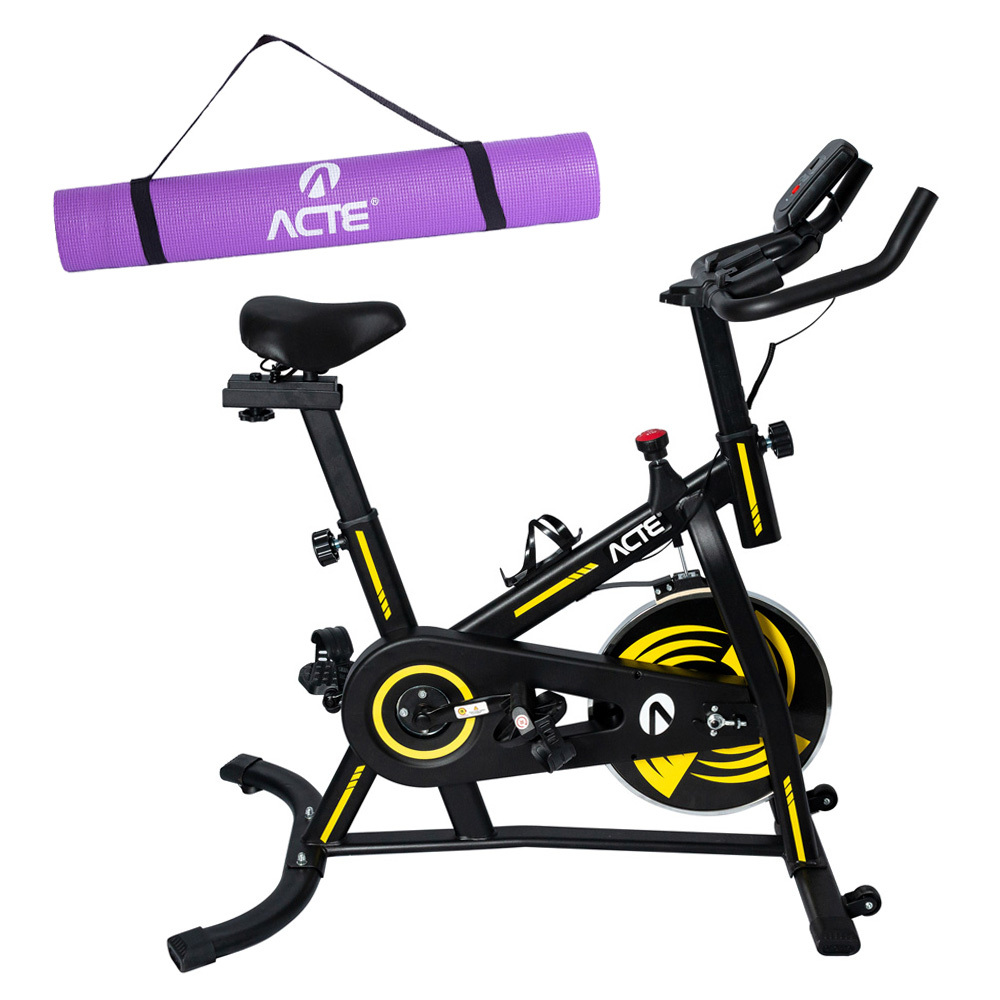 Kit Bike Spinning 4.0 + Tapete Yoga Mat Roxo Acte Sports