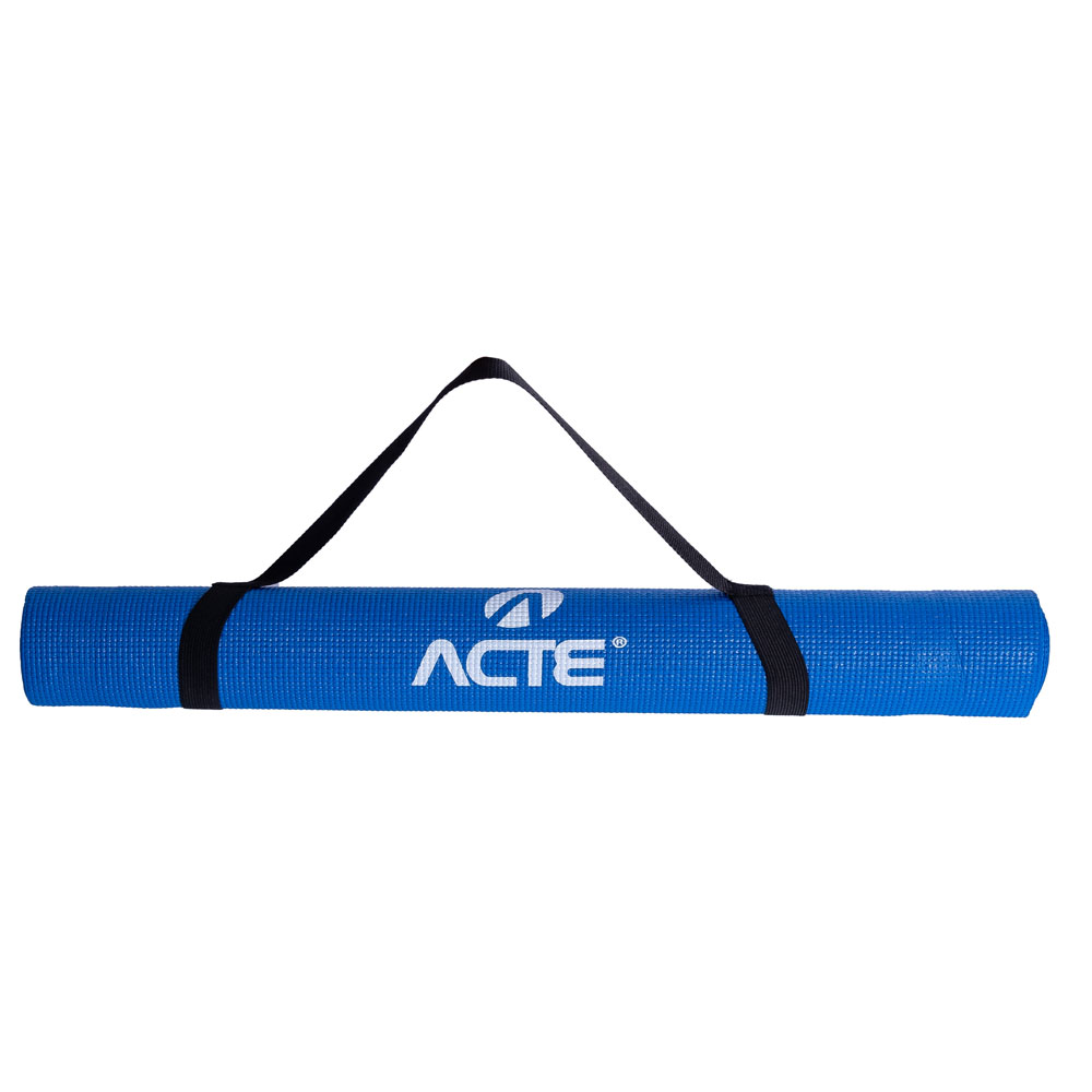 Tapete Yoga Mat, Com Alça de Transporte, Antiderrapante, Texturizado, Azul, T11, Acte Sports