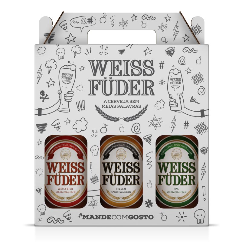 Kit Presente Cerveja Weiss Füder 3 garrafas