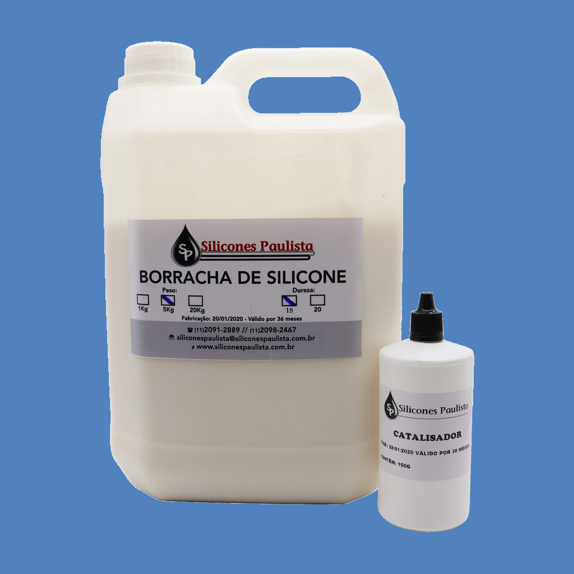 Borracha de Silicone para Artesanato e Moldes (AZUL / Shore18) - 5Kg / 150g