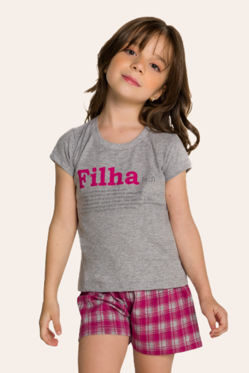 101/P - Pijama Infantil Feminino Xadrez Família Completa
