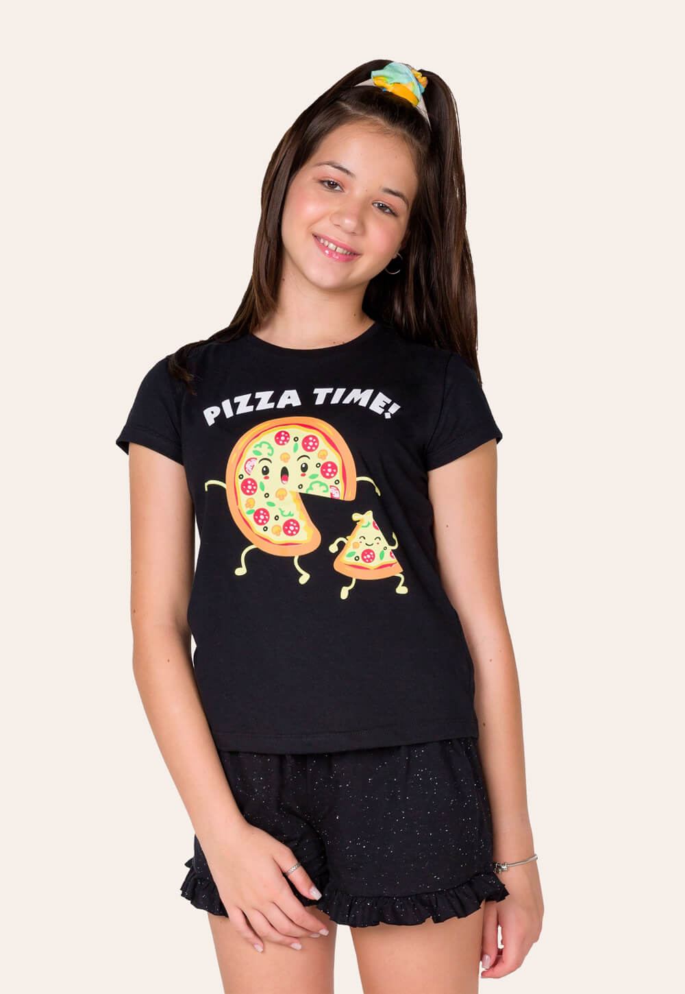 039/B - Pijama Juvenil Feminino Pizza Time Família - Bela Notte