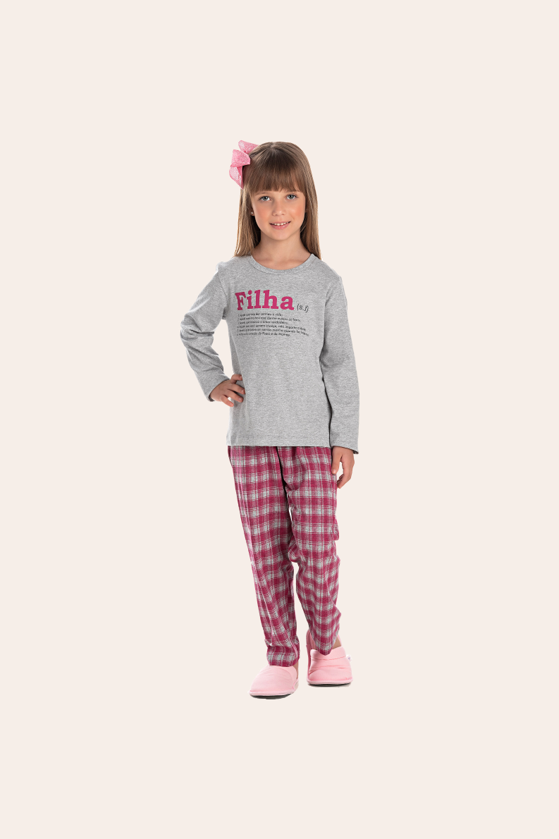 200/I - Pijama Infantil Feminino Xadrez Família Completa