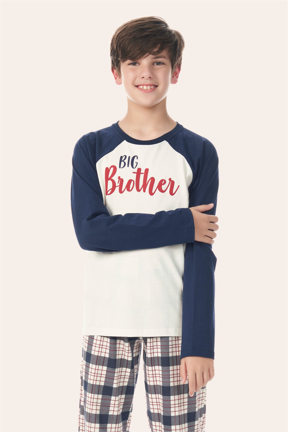 008/E - Pijama  Juvenil Masculino Off White Família Big Brother - Bela Notte