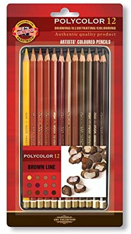 Lápis de Cor Artístico Polycolor 12 Tons de marrom Koh-I-Noor 3822