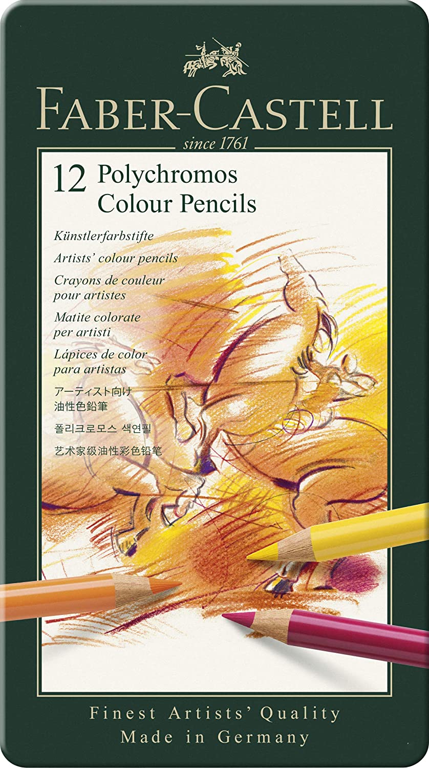 Lápis de Cor Polychromos 12 Cores, Faber-Castell - ref. 110012