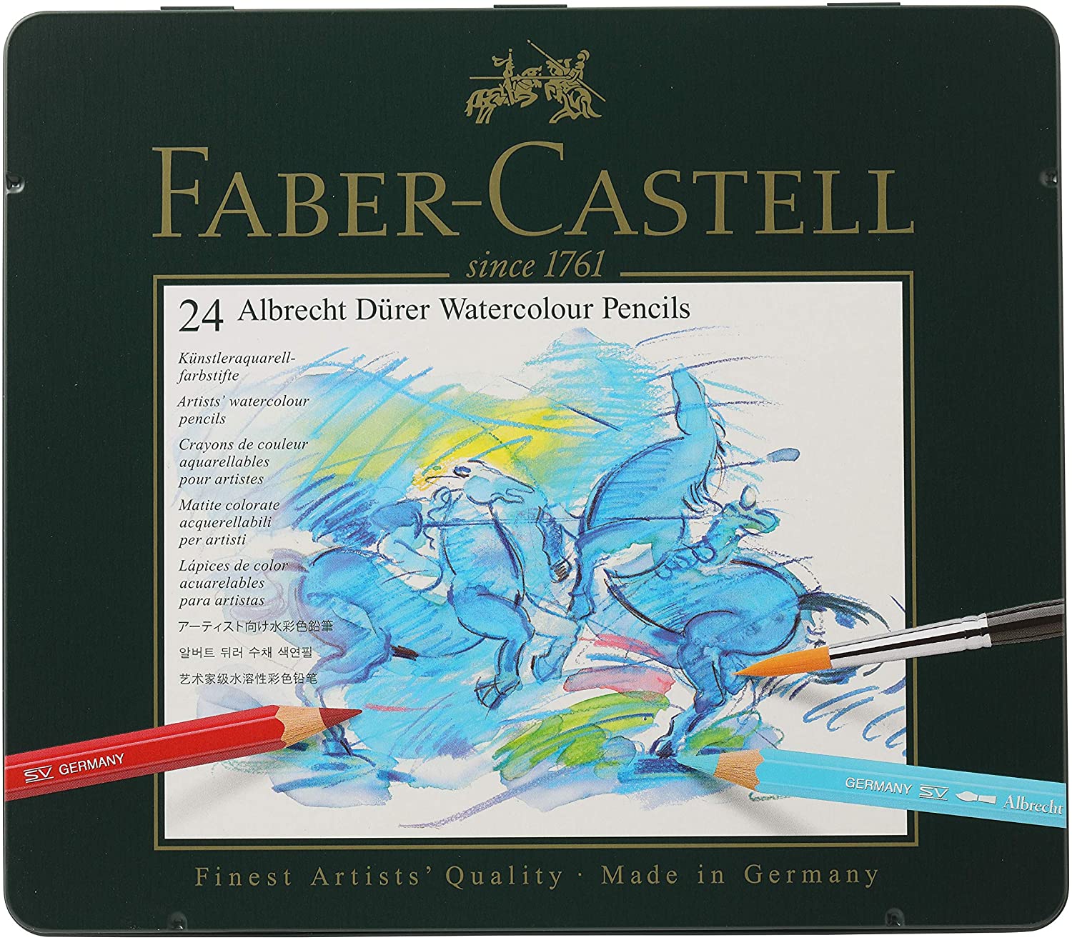 Lápis Faber-Castell Albrecht Durer Aquarelável - Estojo Metálico com 24 Cores - Ref 117524